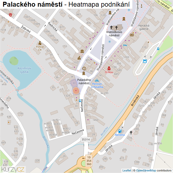 Mapa Palackého náměstí - Firmy v ulici.