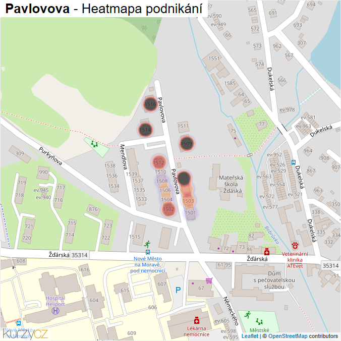 Mapa Pavlovova - Firmy v ulici.