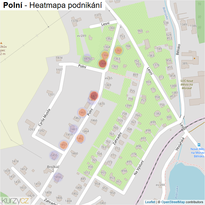 Mapa Polní - Firmy v ulici.