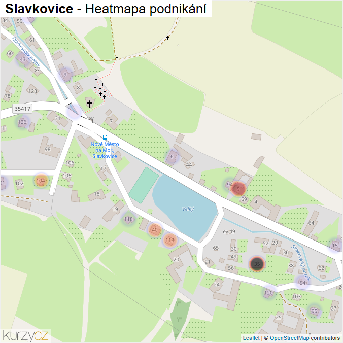 Mapa Slavkovice - Firmy v části obce.