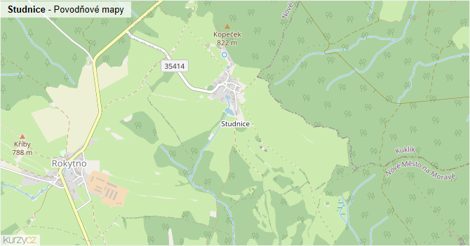 Studnice - záplavové mapy stoleté vody