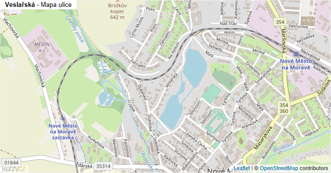 Veslařská - mapa ulice