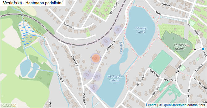 Veslařská - mapa podnikání