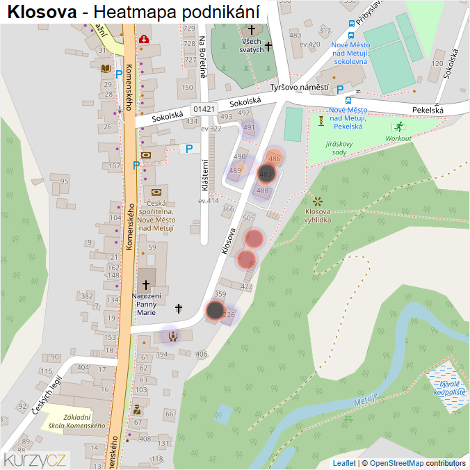 Mapa Klosova - Firmy v ulici.