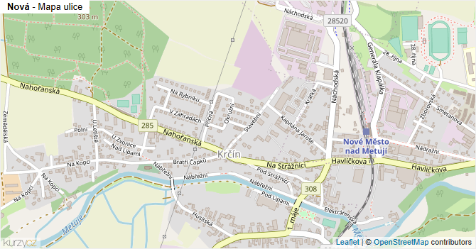 Nová - mapa ulice