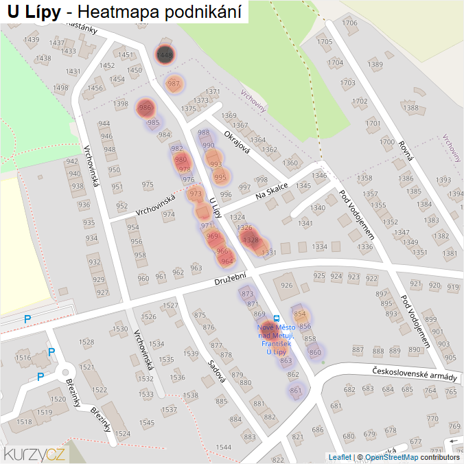 Mapa U Lípy - Firmy v ulici.