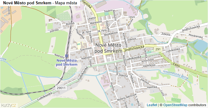 Nové Město pod Smrkem - mapa města