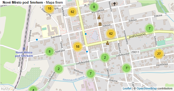 Nové Město pod Smrkem - mapa firem