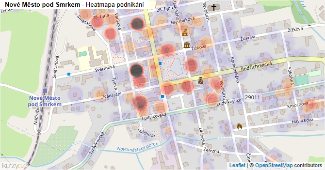 Nové Město pod Smrkem - mapa podnikání