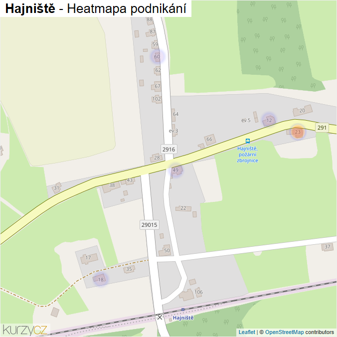 Mapa Hajniště - Firmy v části obce.
