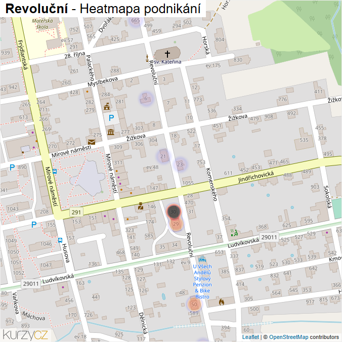 Mapa Revoluční - Firmy v ulici.
