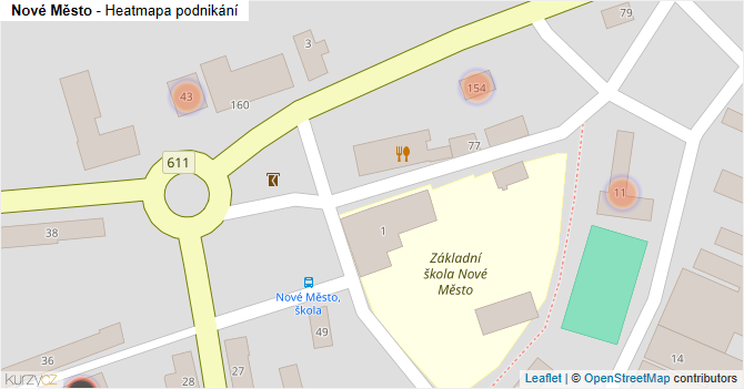Nové Město - mapa podnikání