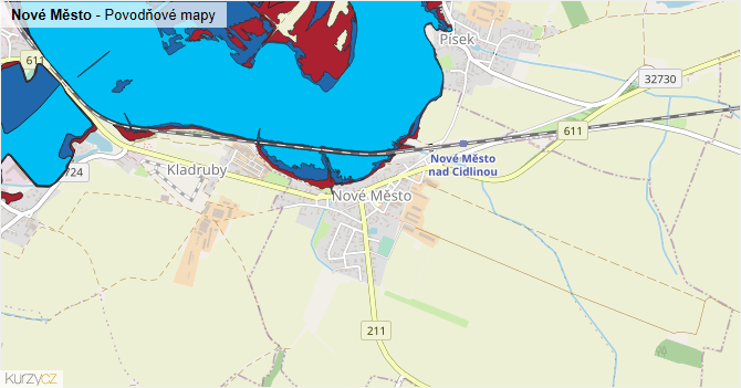 Nové Město - záplavové mapy stoleté vody