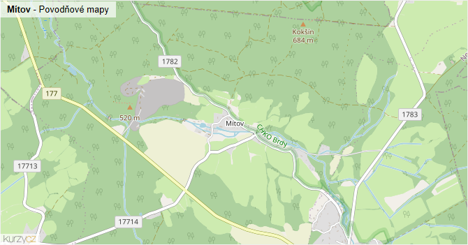 Mítov - záplavové mapy stoleté vody