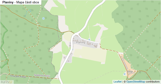 Planiny - mapa části obce