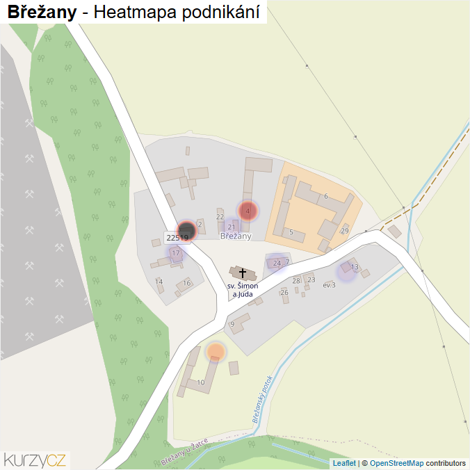 Mapa Břežany - Firmy v části obce.