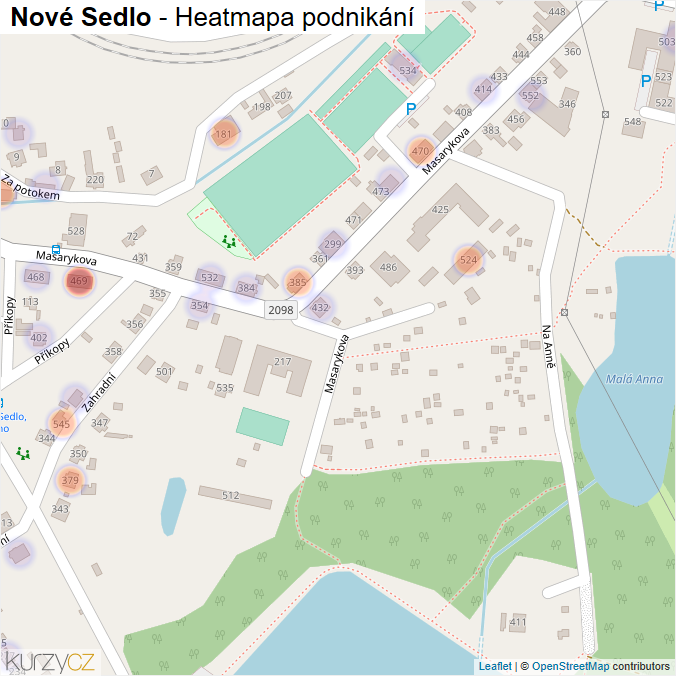 Mapa Nové Sedlo - Firmy v části obce.