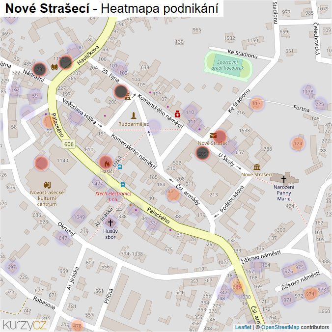 Mapa Nové Strašecí - Firmy v obci.