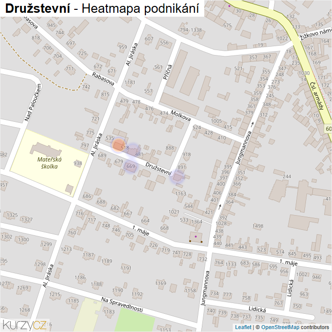 Mapa Družstevní - Firmy v ulici.
