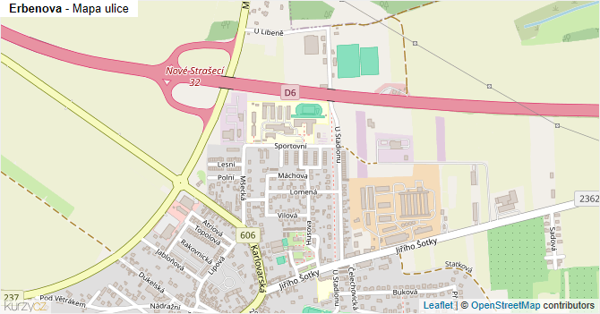 Erbenova - mapa ulice