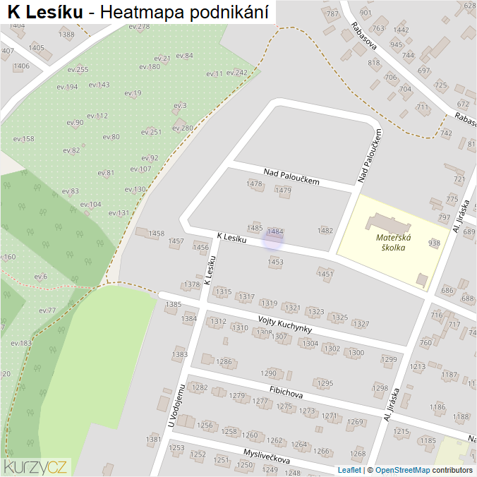 Mapa K Lesíku - Firmy v ulici.