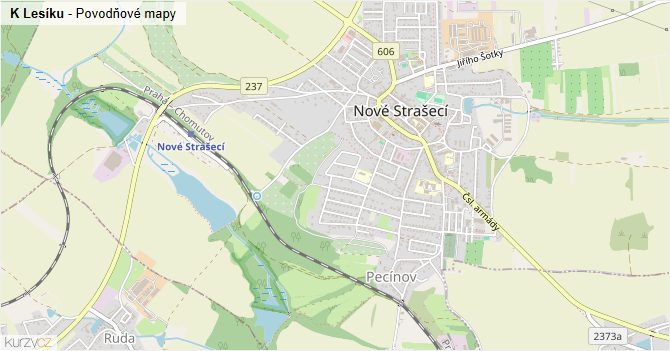 K Lesíku - záplavové mapy stoleté vody
