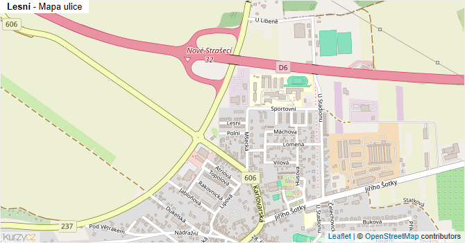 Lesní - mapa ulice
