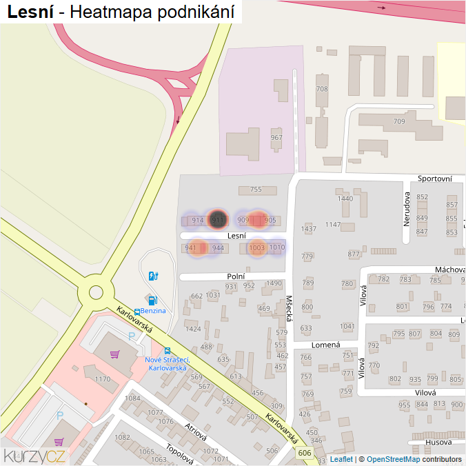 Mapa Lesní - Firmy v ulici.