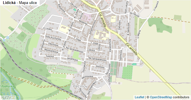 Lidická - mapa ulice