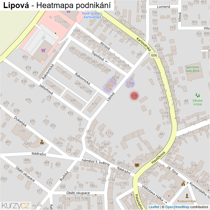 Mapa Lipová - Firmy v ulici.