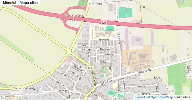 Mšecká - mapa ulice