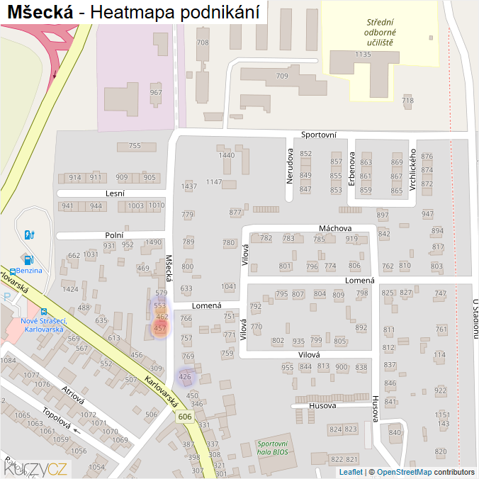 Mapa Mšecká - Firmy v ulici.