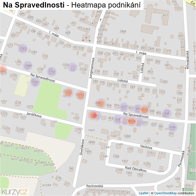 Mapa Na Spravedlnosti - Firmy v ulici.