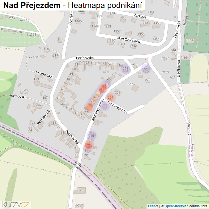Mapa Nad Přejezdem - Firmy v ulici.