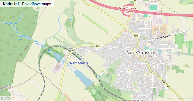 Nádražní - záplavové mapy stoleté vody