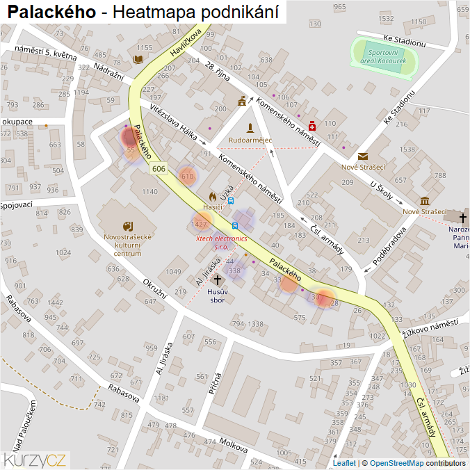 Mapa Palackého - Firmy v ulici.