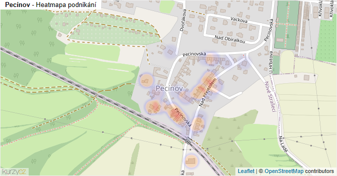 Pecínov - mapa podnikání