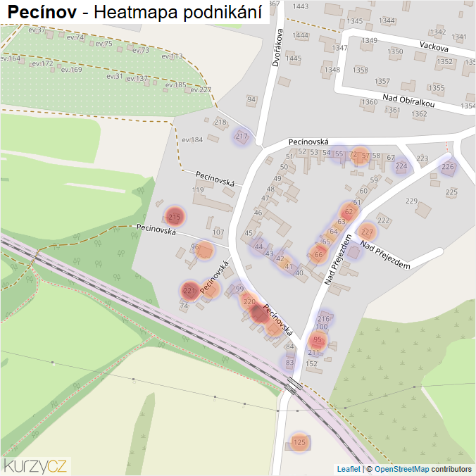 Mapa Pecínov - Firmy v části obce.