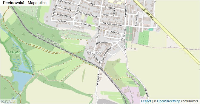 Pecínovská - mapa ulice