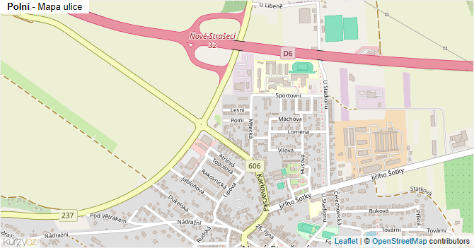 Polní - mapa ulice
