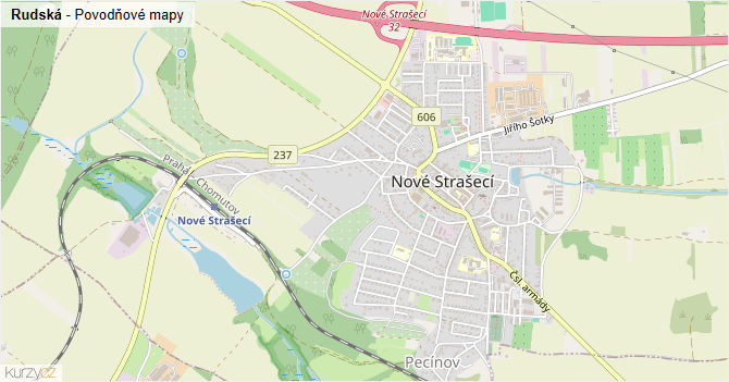 Rudská - záplavové mapy stoleté vody