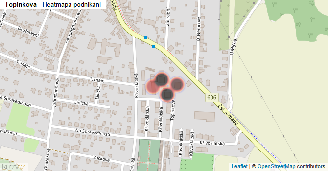 Topinkova - mapa podnikání