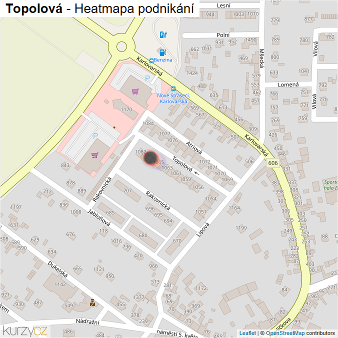 Mapa Topolová - Firmy v ulici.