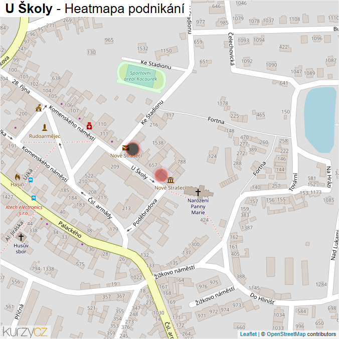 Mapa U Školy - Firmy v ulici.