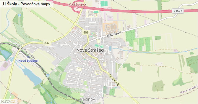 U Školy - záplavové mapy stoleté vody