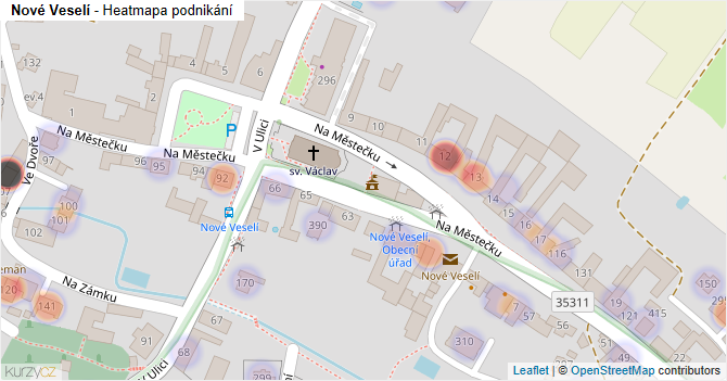 Nové Veselí - mapa podnikání