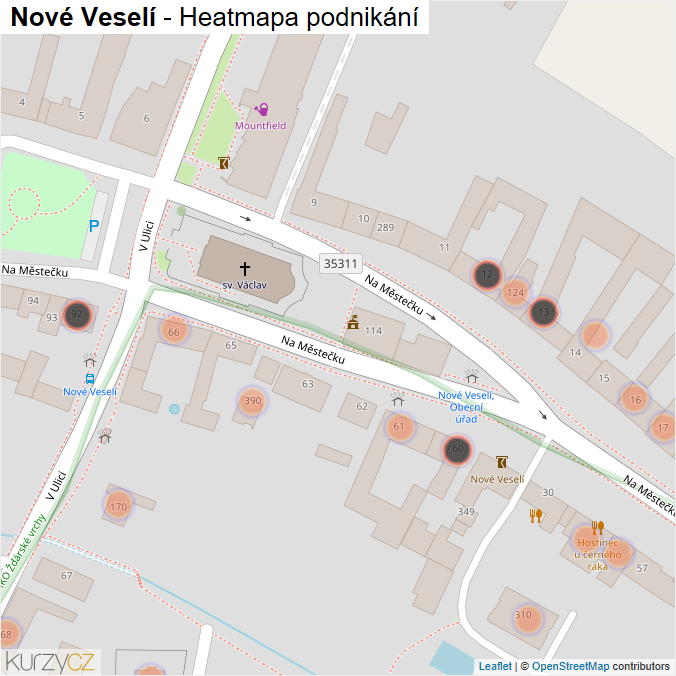 Mapa Nové Veselí - Firmy v obci.