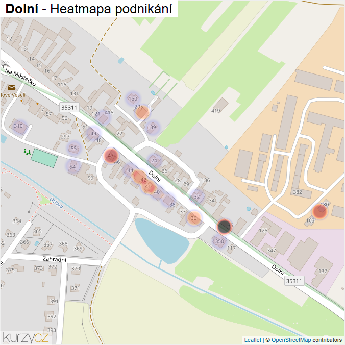 Mapa Dolní - Firmy v ulici.