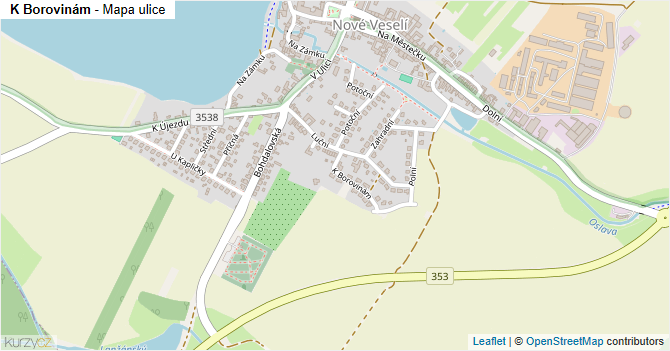K Borovinám - mapa ulice