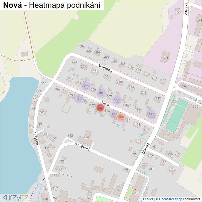 Mapa Nová - Firmy v ulici.